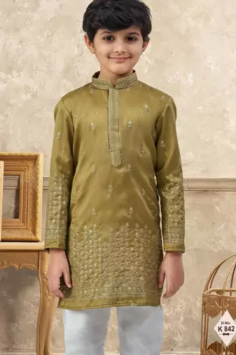 boys ethnic jacquard kurta pajama set thread work for festive