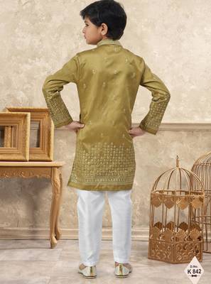 boys ethnic jacquard kurta pajama set thread work for festive 3
