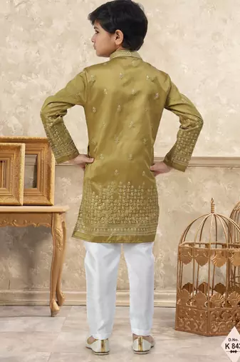 boys ethnic jacquard kurta pajama set thread work for festive