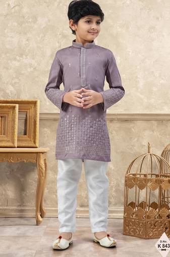 boys ethnic jacquard kurta pajama set thread work for festive