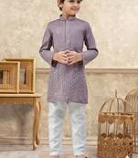 boys ethnic jacquard kurta pajama set thread work for festive