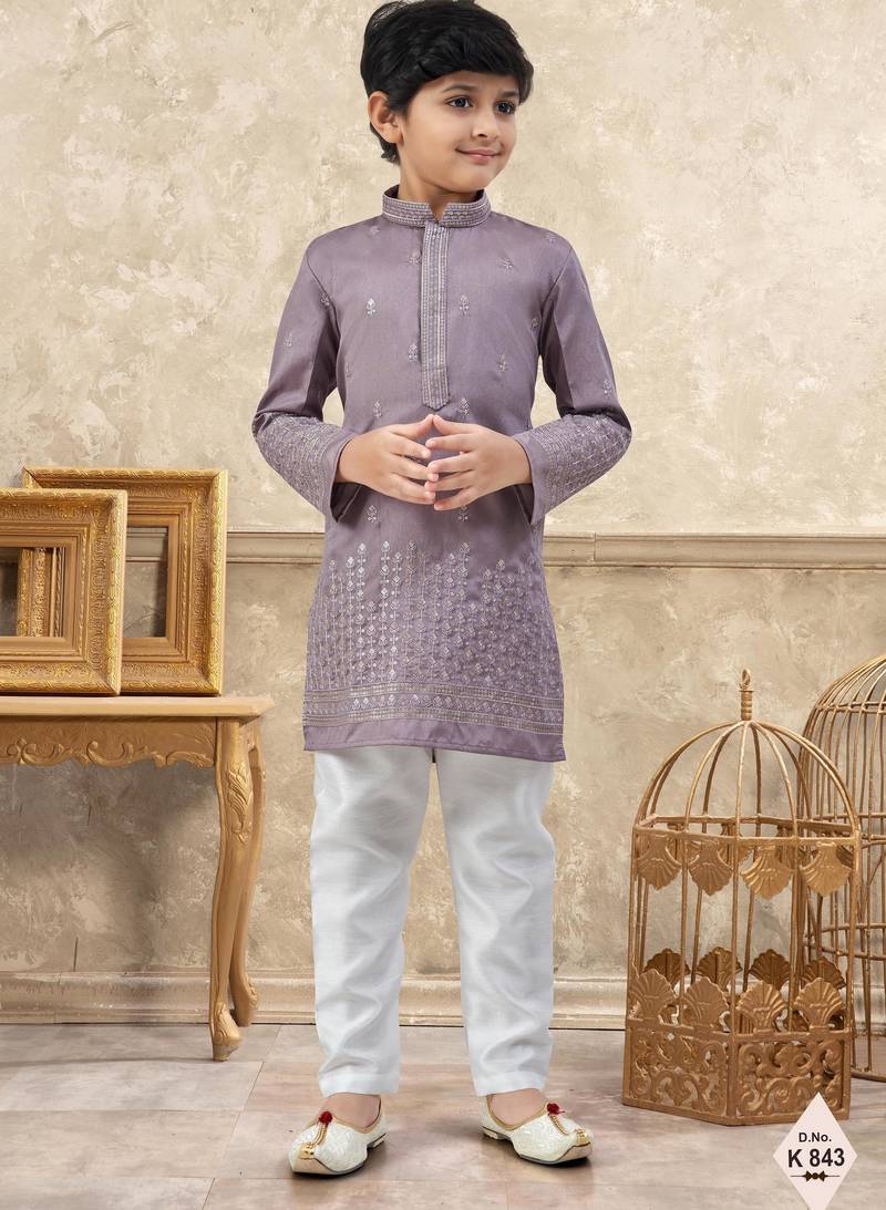boys ethnic jacquard kurta pajama set thread work for festive
