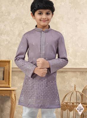 boys ethnic jacquard kurta pajama set thread work for festive 2