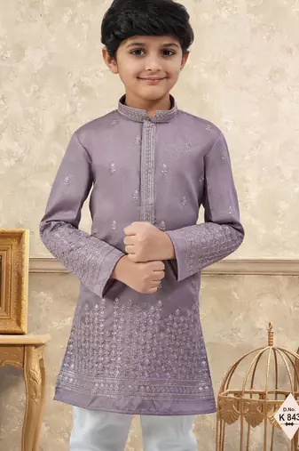 boys ethnic jacquard kurta pajama set thread work for festive