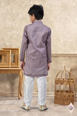 boys ethnic jacquard kurta pajama set thread work for festive 3