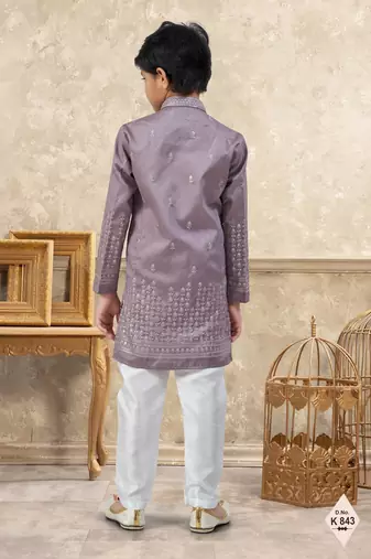 boys ethnic jacquard kurta pajama set thread work for festive
