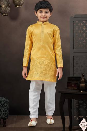 boys ethnic jacquard kurta pajama set thread work for festive