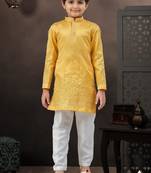 boys ethnic jacquard kurta pajama set thread work for festive
