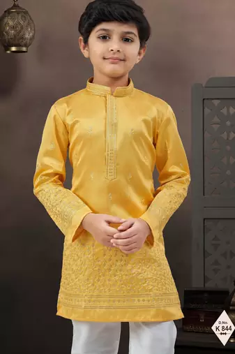 boys ethnic jacquard kurta pajama set thread work for festive
