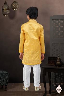 boys ethnic jacquard kurta pajama set thread work for festive 3
