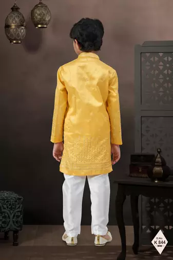 boys ethnic jacquard kurta pajama set thread work for festive