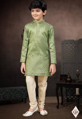 boys ethnic jacquard kurta pajama set thread work for festive 1