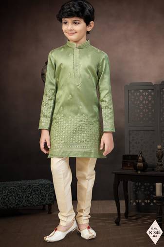 boys ethnic jacquard kurta pajama set thread work for festive