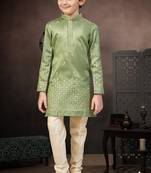 boys ethnic jacquard kurta pajama set thread work for festive
