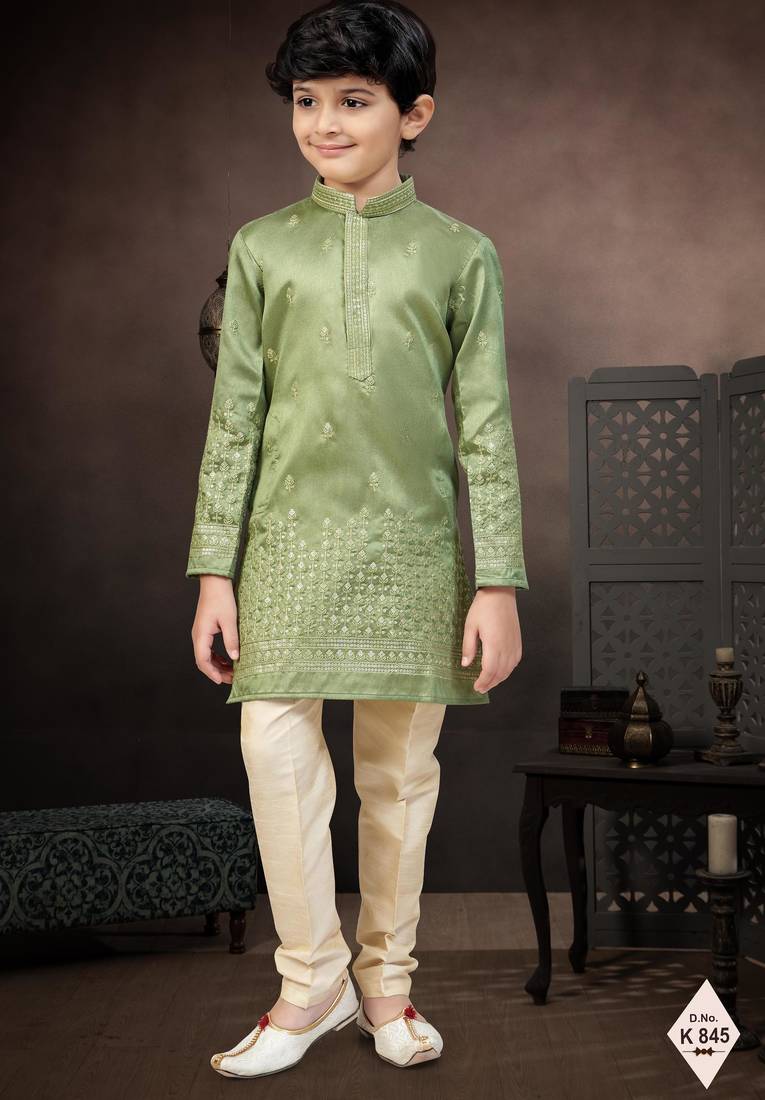 boys ethnic jacquard kurta pajama set thread work for festive