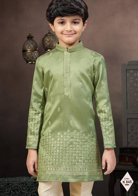 boys ethnic jacquard kurta pajama set thread work for festive 2
