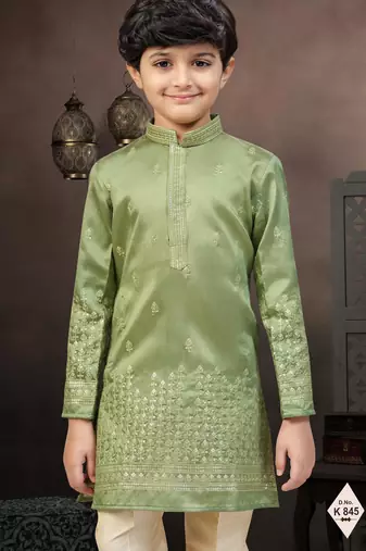 boys ethnic jacquard kurta pajama set thread work for festive