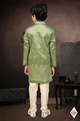 boys ethnic jacquard kurta pajama set thread work for festive