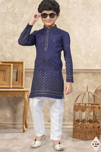 boys ethnic jacquard kurta pajama set thread work for festive