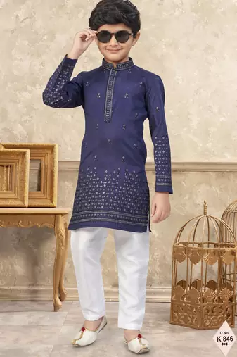 boys ethnic jacquard kurta pajama set thread work for festive