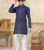 boys ethnic jacquard kurta pajama set thread work for festive