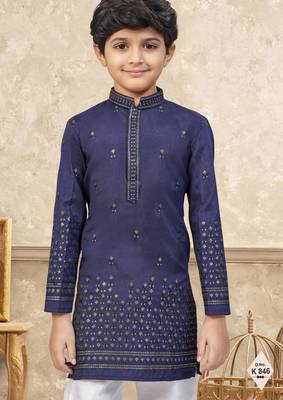 boys ethnic jacquard kurta pajama set thread work for festive 2