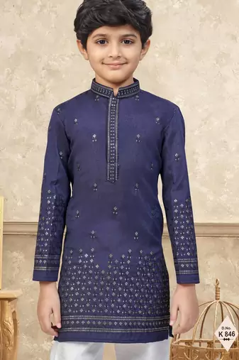 boys ethnic jacquard kurta pajama set thread work for festive