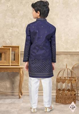 boys ethnic jacquard kurta pajama set thread work for festive 3