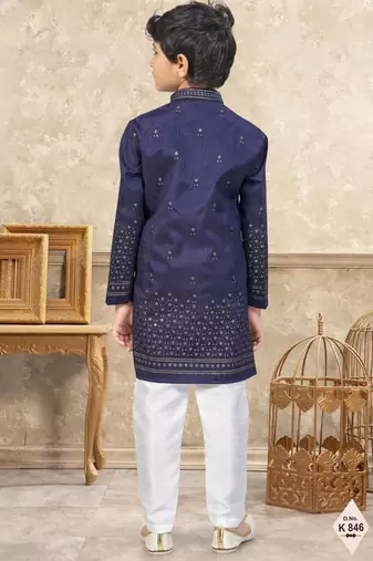 boys ethnic jacquard kurta pajama set thread work for festive