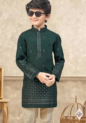 boys ethnic jacquard kurta pajama set thread work for festive 2