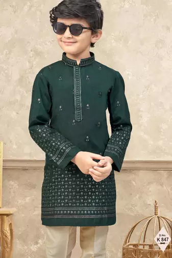 boys ethnic jacquard kurta pajama set thread work for festive