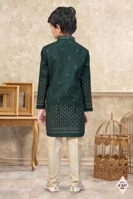 boys ethnic jacquard kurta pajama set thread work for festive 3