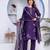Cotton cambric straight kurti-pant-dupatta set