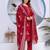 Cotton cambric straight kurti-pant-dupatta set