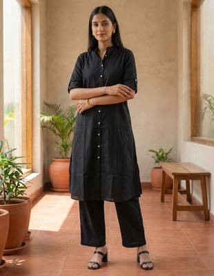 Cotton cambric kurti-pant cord set 1