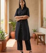 Cotton cambric kurti-pant cord set