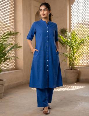 Cotton cambric kurti-pant cord set 2