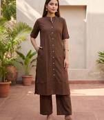 Cotton cambric kurti-pant cord set