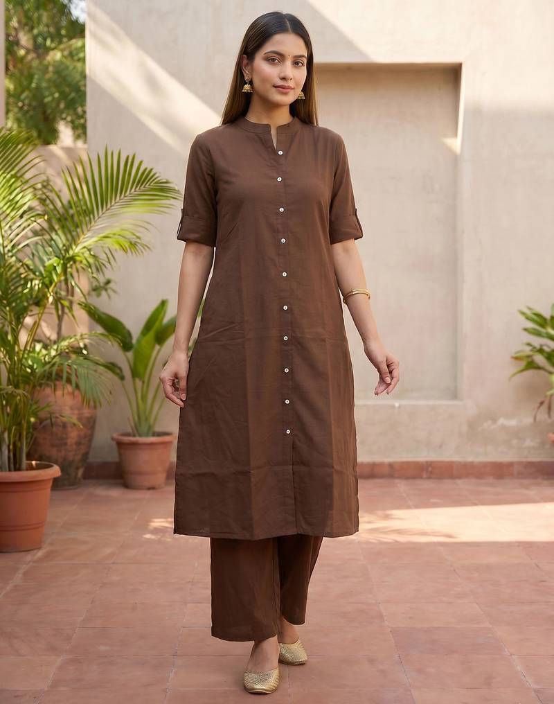 Cotton cambric kurti-pant cord set