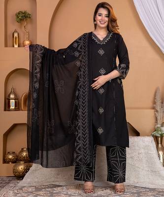 Cotton a-line kurti-pant-dupatta set 1