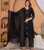 Cotton a-line kurti-pant-dupatta set