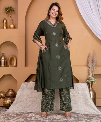 Cotton a-line kurti-pant-dupatta set 2