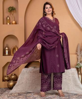 Cotton a-line kurti-pant-dupatta set 1