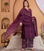 Cotton a-line kurti-pant-dupatta set