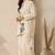 Cotton cambric linen kurti-pant cord set