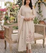 Cotton cambric a-line kurti-pant-dupatta set