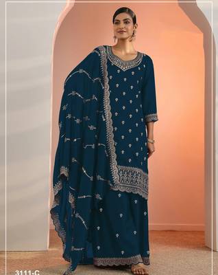 Morpich embroidered faux georgette salwar suit 1