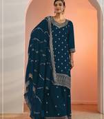 Morpich color embroideried faux georgette semi stitched salwar suit