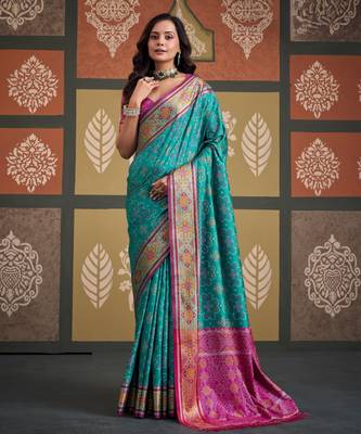  patola silk blend sarees for festive & wedding wear 1