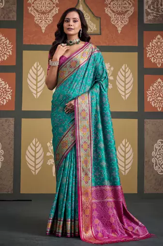 Traditional designer patola silk blend sarees for festive & wedding wear